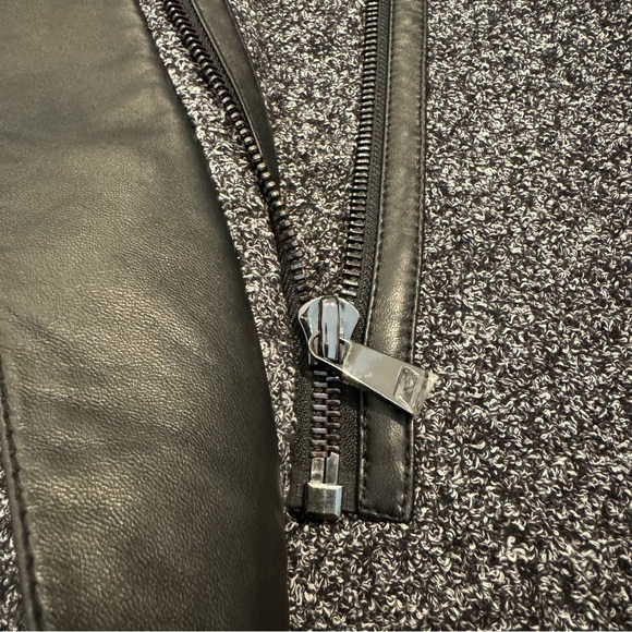 COPY - vince women’s coat size L black gray full zip wool blend lamb leather - Picture 5 of 12